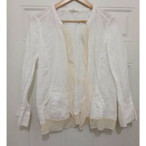 Eileen fisher womens medium duster white 100% linen lagenlook white top